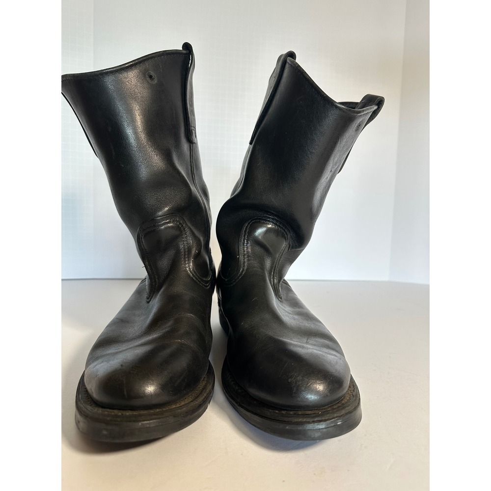 VTG Red Wing Pecos 1116 Mens Black Leather Pull On Work Boots Made in USA 8 E - Picture 3 of 8